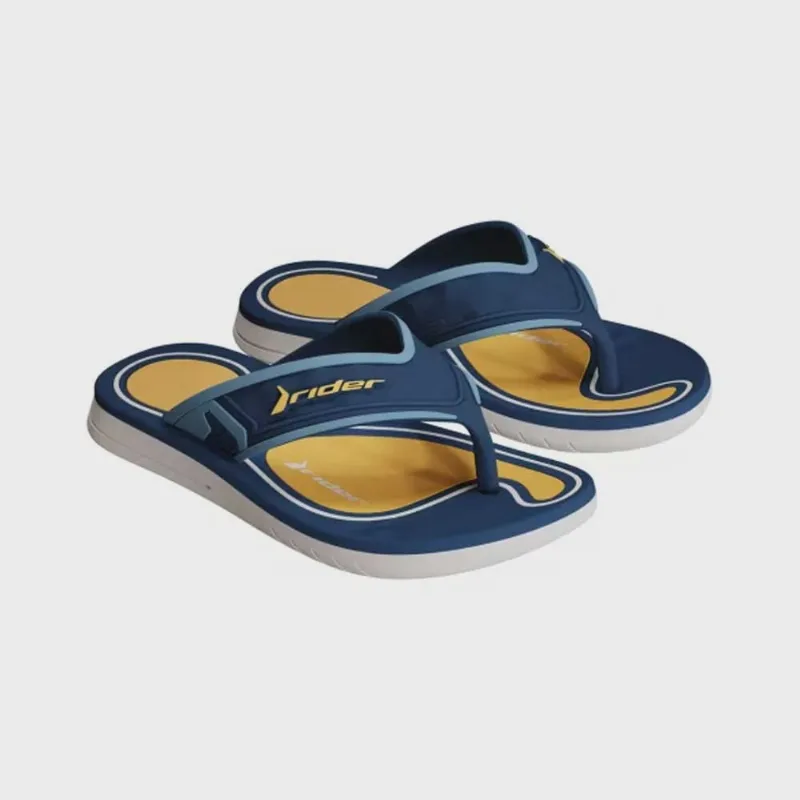 Chinelo Infantil R Line Plus Branco Azul Amarelo Rider 12453-BI441