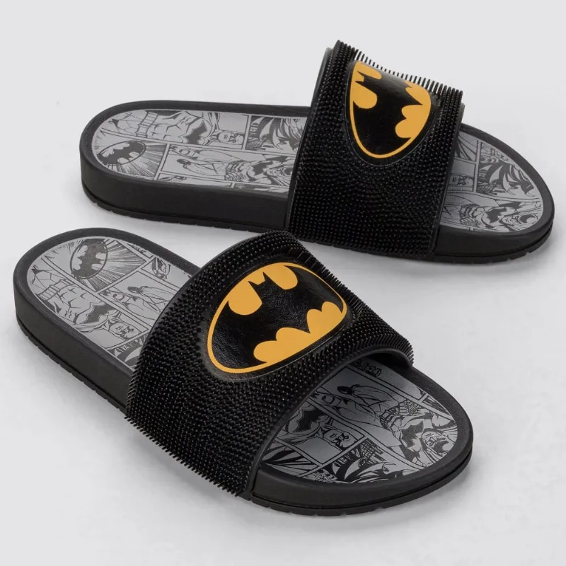 Chinelo Menino Grendene Kids Slide Batman Preto/Amarelo 23183