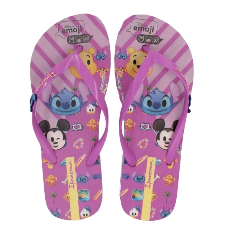 Chinelo Ipanema de Dedo Infantil Kids Stitch Disney Lilás Amarelo