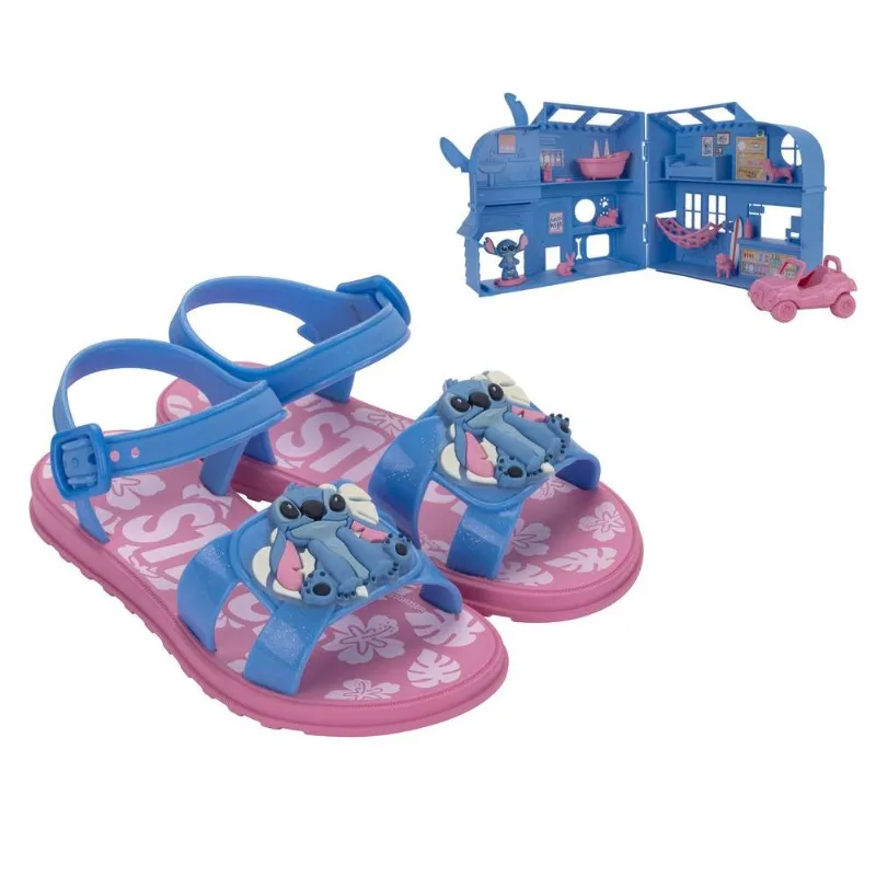Sandalia Grendene Kids Stitch Pet Shop Rosa/azul Glitter 23/24