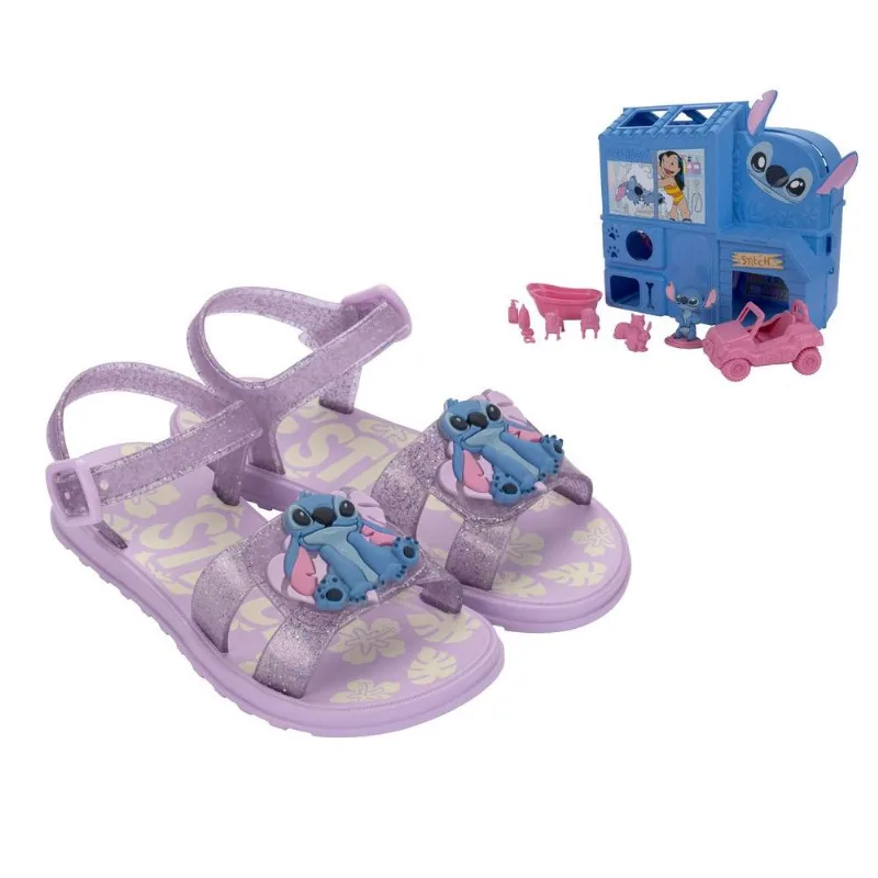 Sandalia Grendene Kids Stitch Pet Shop Lilas/lilas Glitter 030