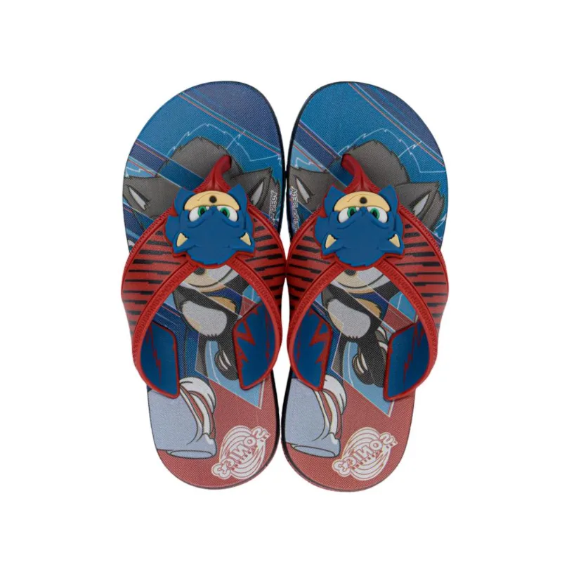 Chinelo Grendene Kids Sonic Way Super Flop Preto/vermelho 029/30