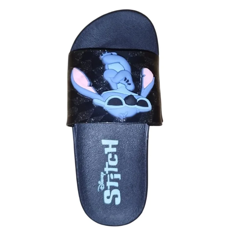 Chinelo Grendene Kids Disney Mania Plus Stitch Preto/glitter/azul 031