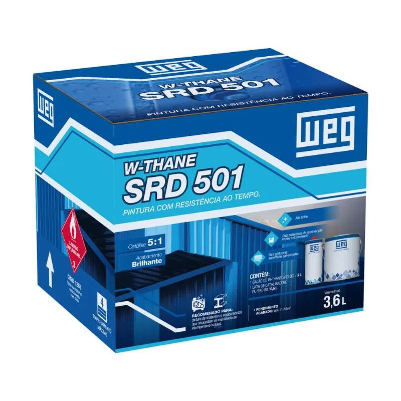 Kit Tinta Premium PU 501 Piso com Catalisador 3,6L Weg Kit Tinta PU 501 Cinza Segurança com Catalisador 3,6L Weg