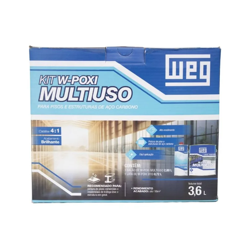 Kit Tinta Econômica Epóxi Piso com Catalisador 2,8L Weg Kit Tinta Econômica Epóxi Piso Cinza com Catalisador 3,6L Weg
