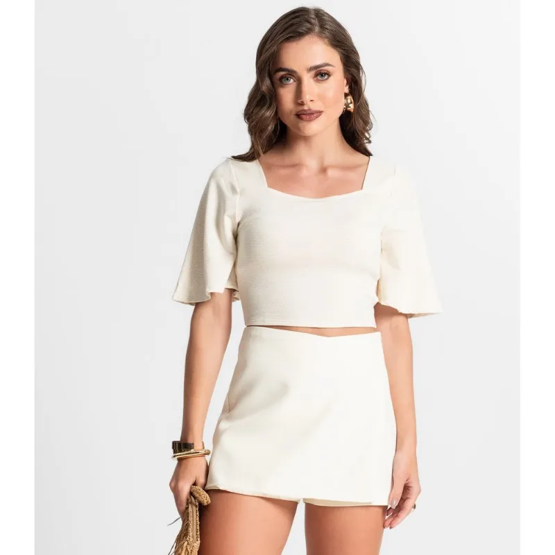 Blusa Cropped Endless Bege G