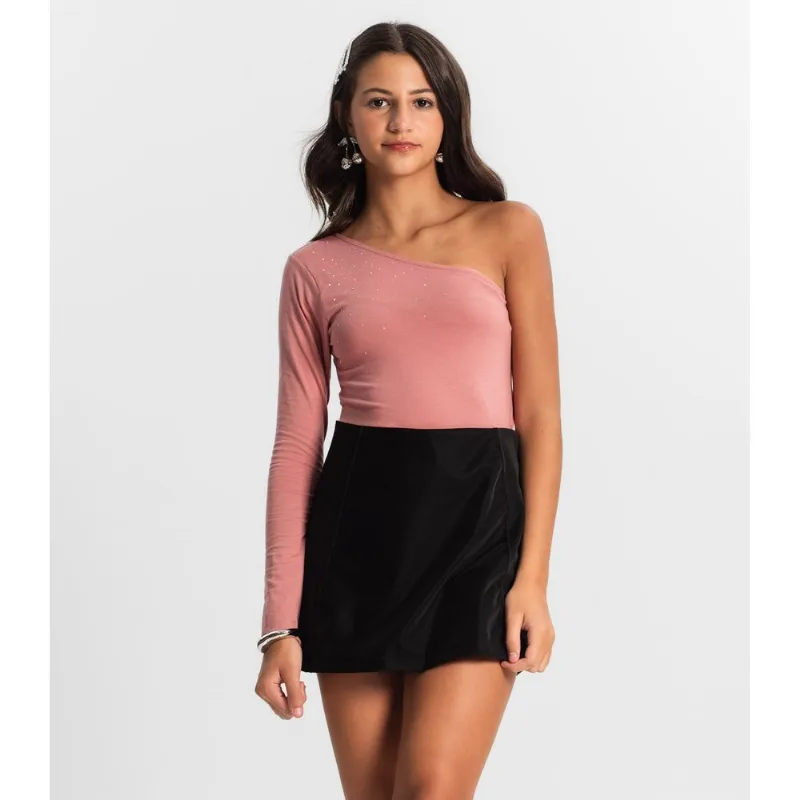 Blusa Juvenil Feminina Um Ombro Só Minty Rosa 20