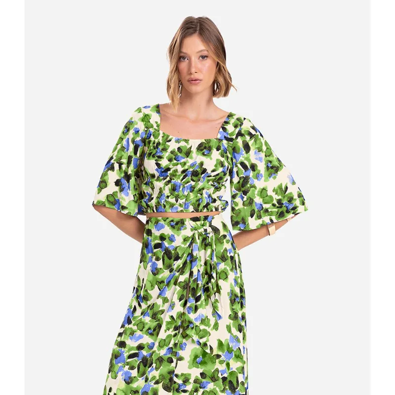 Blusa Cropped Feminina Estampada Endless Verde GG