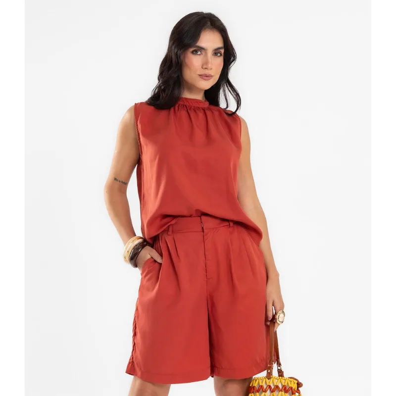 Bermuda Feminina Com Bolsos Endless Marrom P