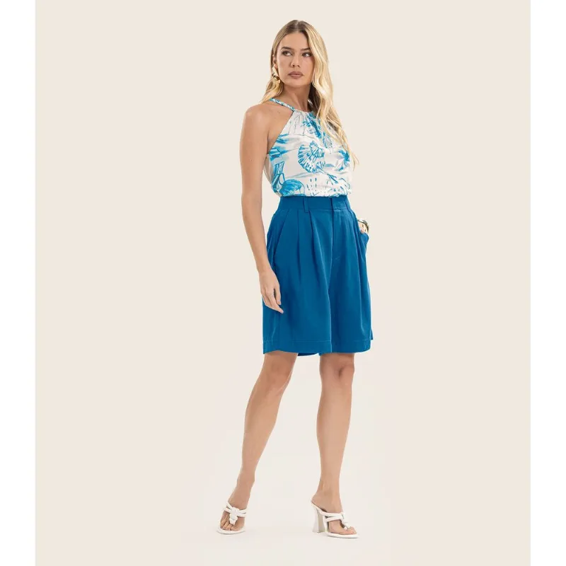 Bermuda Feminina Com Bolsos Endless Azul M