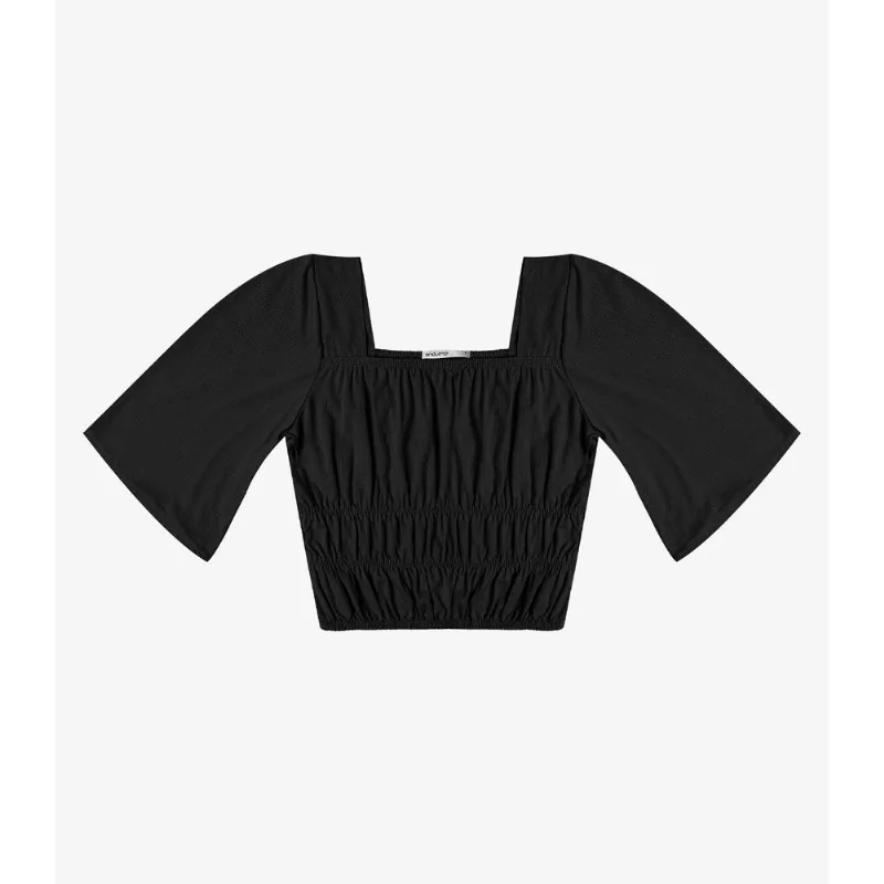 Blusa Cropped Feminina com Manga Ampla Endless Preto P
