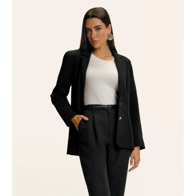 Blazer Feminino Alfaiataria Manga Longa Endless Preto G