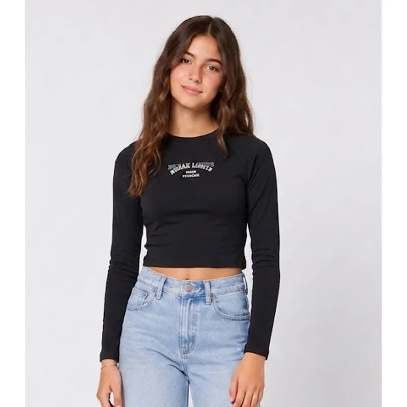 Blusa Juvenil Manga Longa Cotton Com Estampa Minty Preto 12
