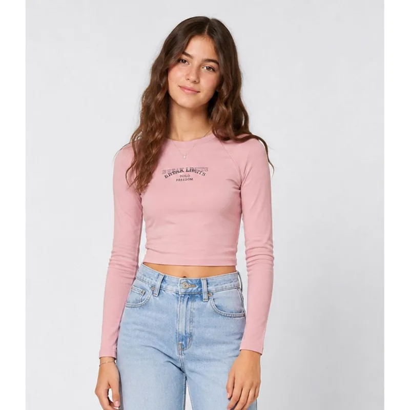 Blusa Juvenil Manga Longa Cotton Com Estampa Minty Rosa 12