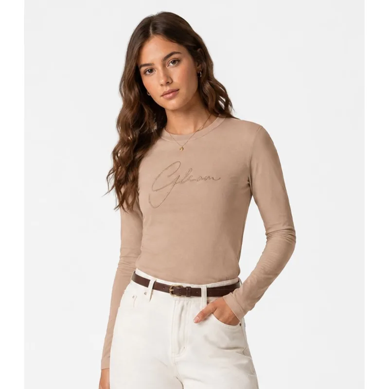 Blusa Juvenil Manga Longa Cotton Minty Marrom 18