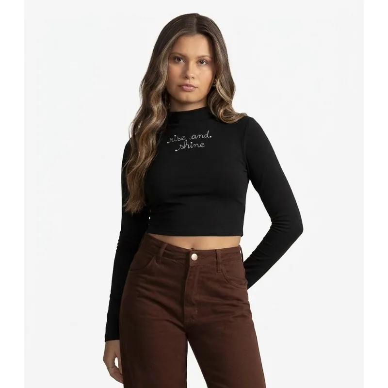 Blusa Juvenil Longa Molecotton E Rebites Minty Preto 16