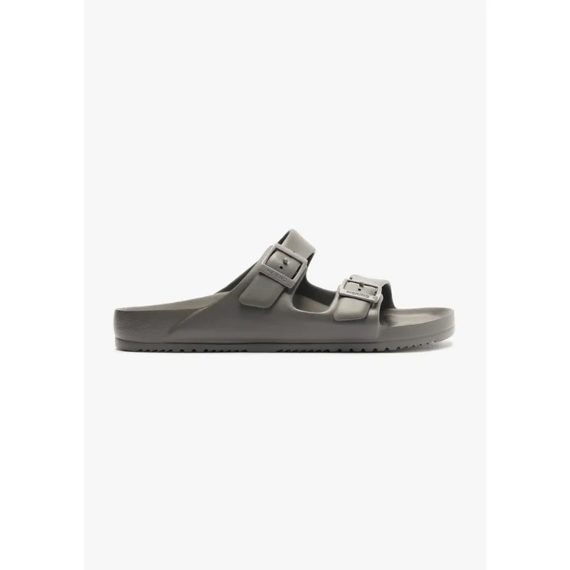 Sandália Papete Masculina Tiras Fivelas - Cinza 040