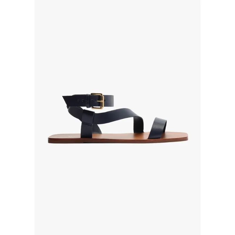 Sandália Rasteira Feminina Bico Quadrado - Azul 038 - Hering Shoes