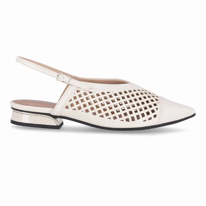 PICCADILLY MAXI - Sapato Slingback Silvia Salto Baixo Off White 38