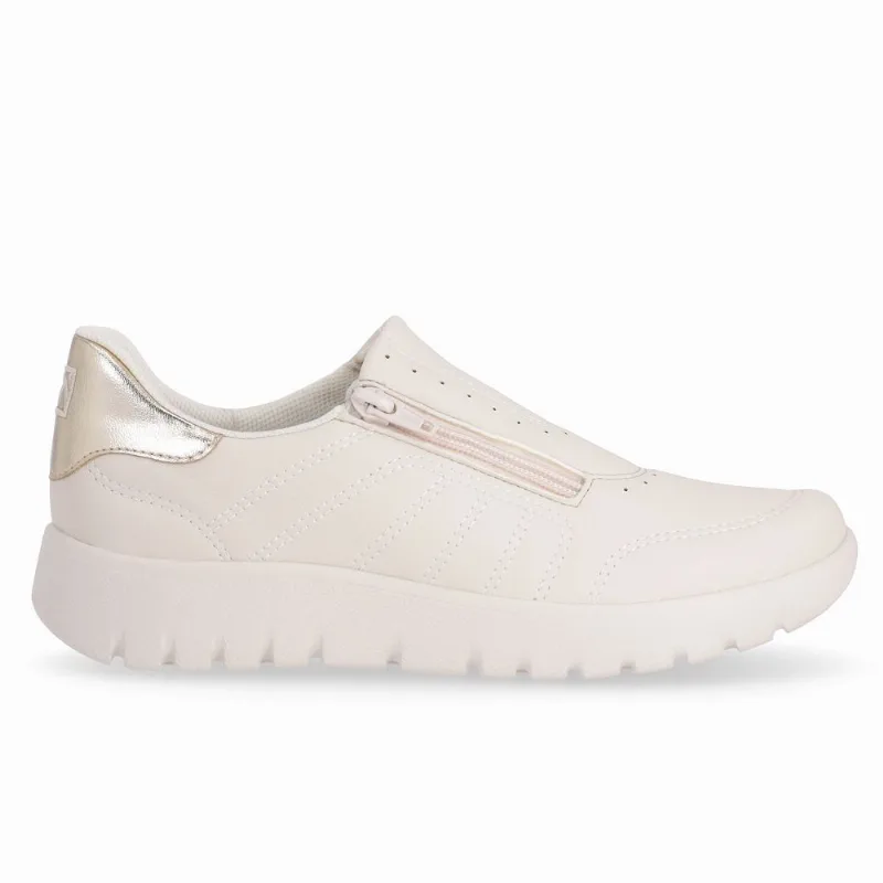 Tênis Vicky Salto Baixo Off White com Ouro 39 - PICCADILLY