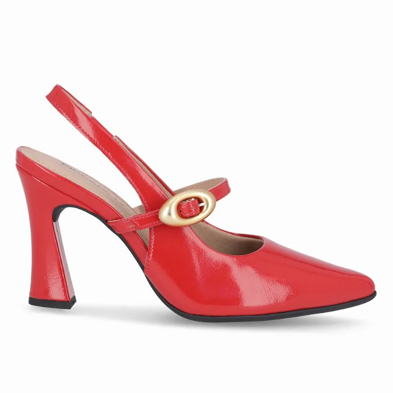 Sapato Slingback Silvana Salto Alto Vermelho 40