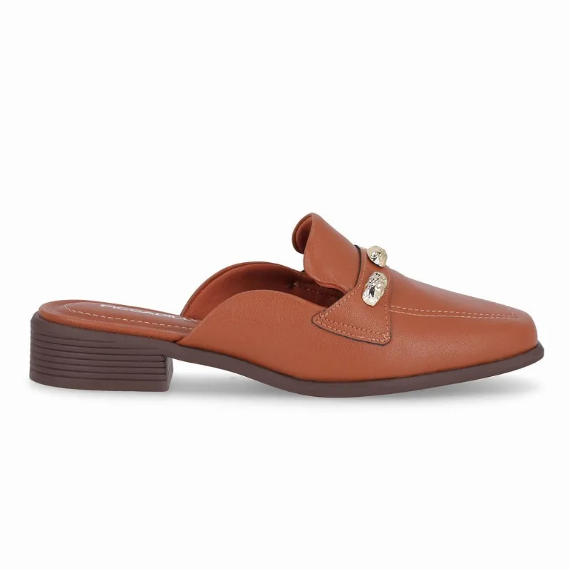 Mule Giovanna Salto Baixo Ocre 38