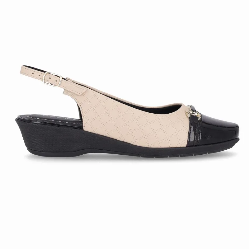 Sapato Slingback Ivone Anabela Médio Brule com Preto 38