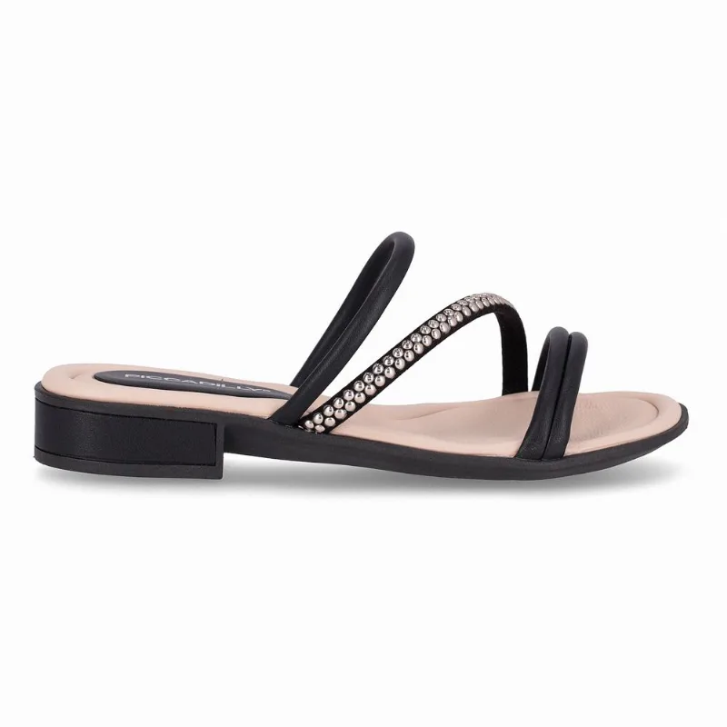 Tamanco Taila Salto Baixo Preto com Ouro 38 - PICCADILLY