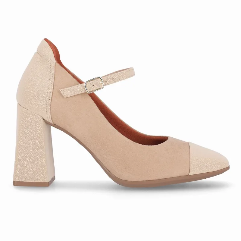 Sapato Boneca Salto Alto Bege com Brule 40