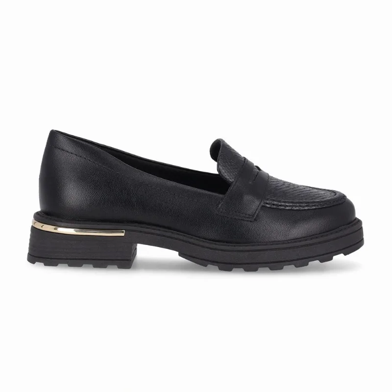 PICCADILLY MAXI - Sapato Mocassim Gisa Anabela Médio Preto 34