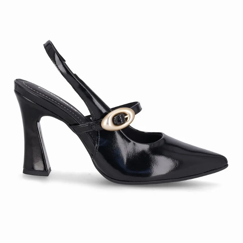 Sapato Slingback Silvana Salto Alto Preto 40