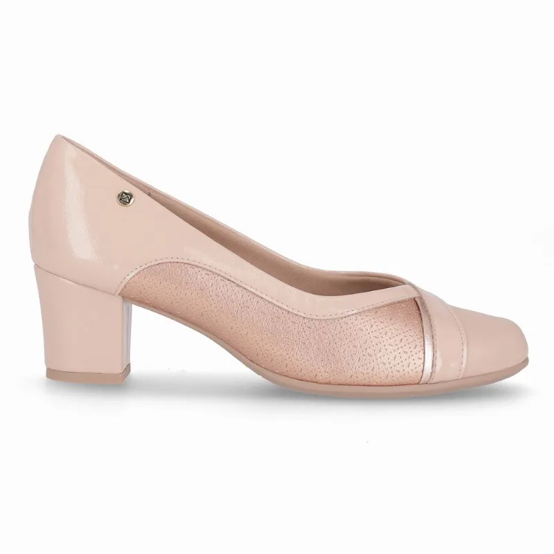 Scarpin Laura Salto Médio Rose com Ouro Rosado 36