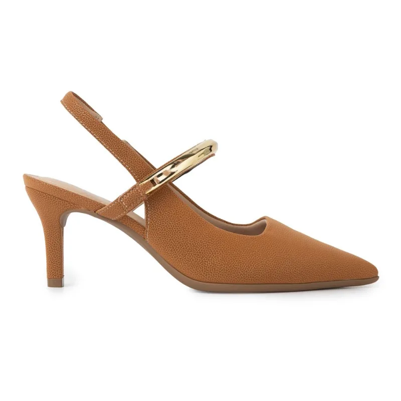 Sapato Slingback Salto Alto Mascavo 38