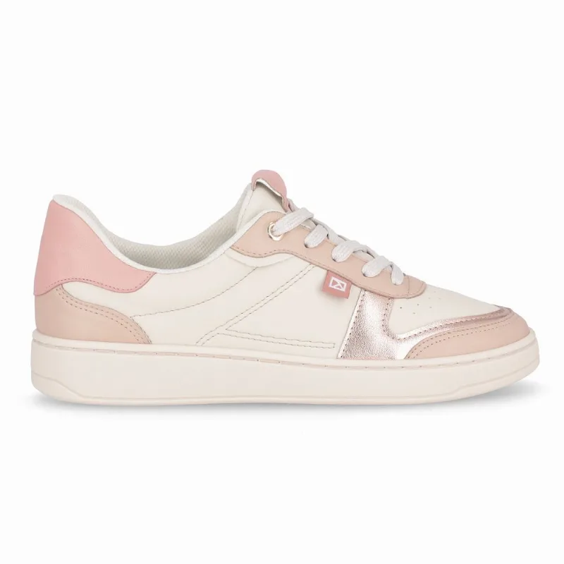 Tênis Beta Salto Baixo Off White com Rose 40