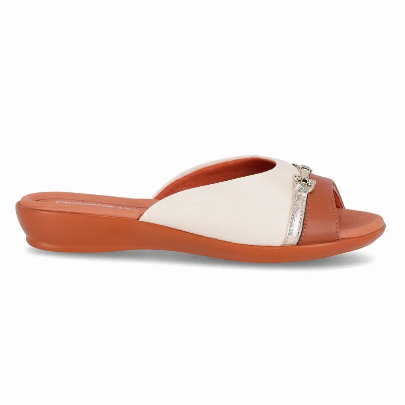 Tamanco Camila Rasteira Off White com Ocre 42