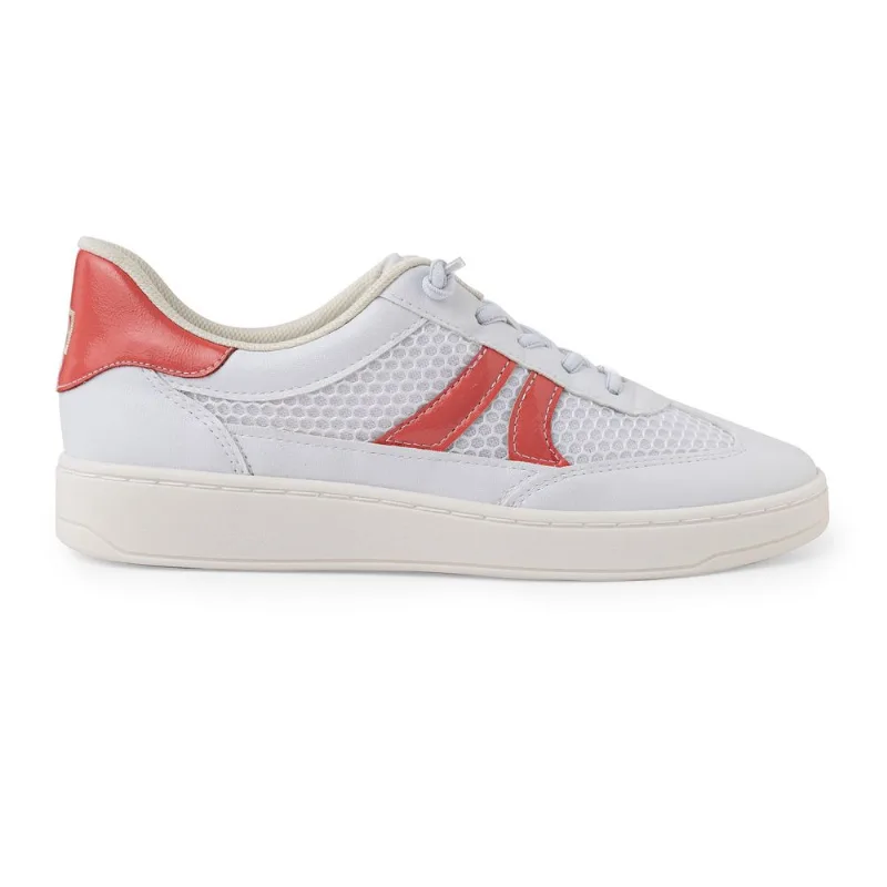 Tênis Beta Salto Baixo Branco Neve com Coral 35