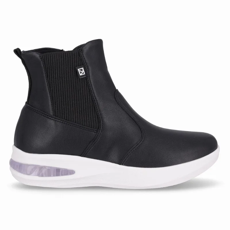 Bota Cano Curto SoftStep Salto Anabela Médio Preto 33