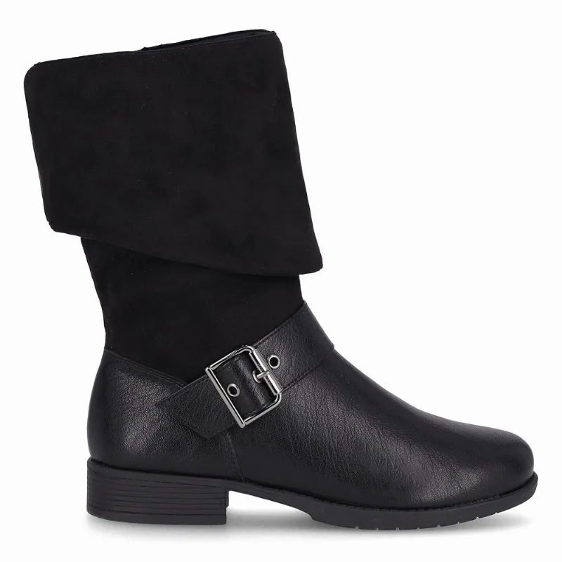 Bota Leci Cano Médio Salto Baixo Preto 33