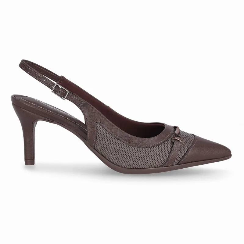 Slingback Salto Alto Madeira Tramado 35