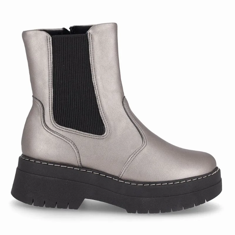 Bota Fabiana Cano Curto Salto Médio Pewter com Preto 39