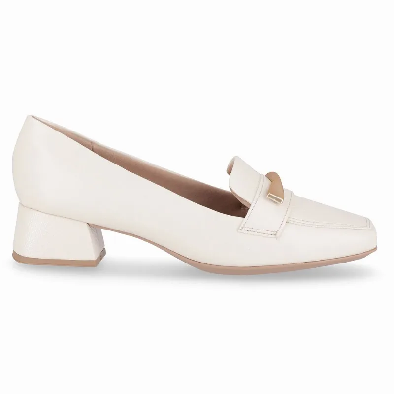 Loafer Tati Salto Médio Off White 35
