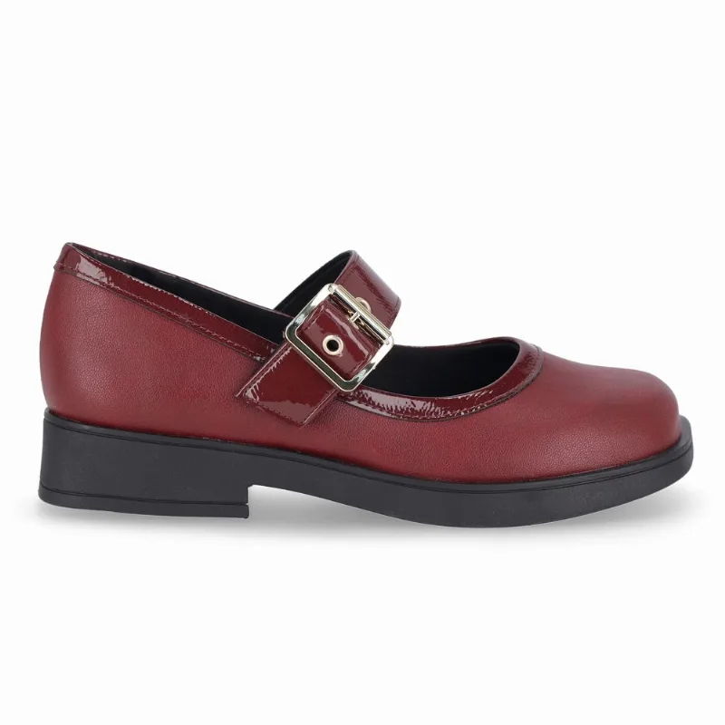 Sapato Boneca Francisca Salto Baixo Burgundy 37