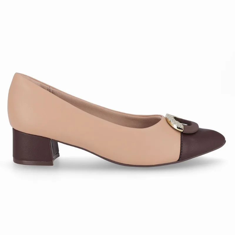 Scarpin Taci Salto Médio Nude Claro com Cacau 38