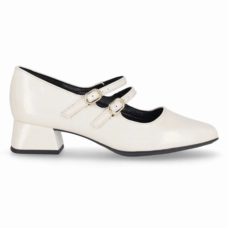Scarpin Boneca Tati Salto Médio Off White 36