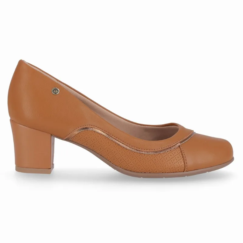 Scarpin Laura Salto Médio Mascavo com Ouro Velho 36