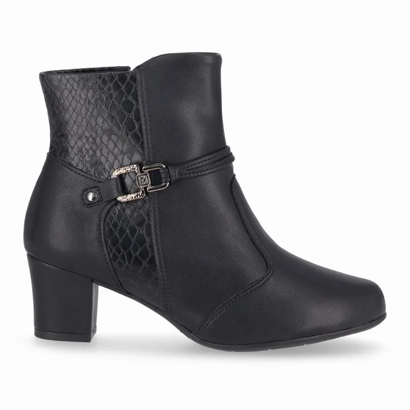 Bota Laura Cano Curto Salto Médio Preto 36