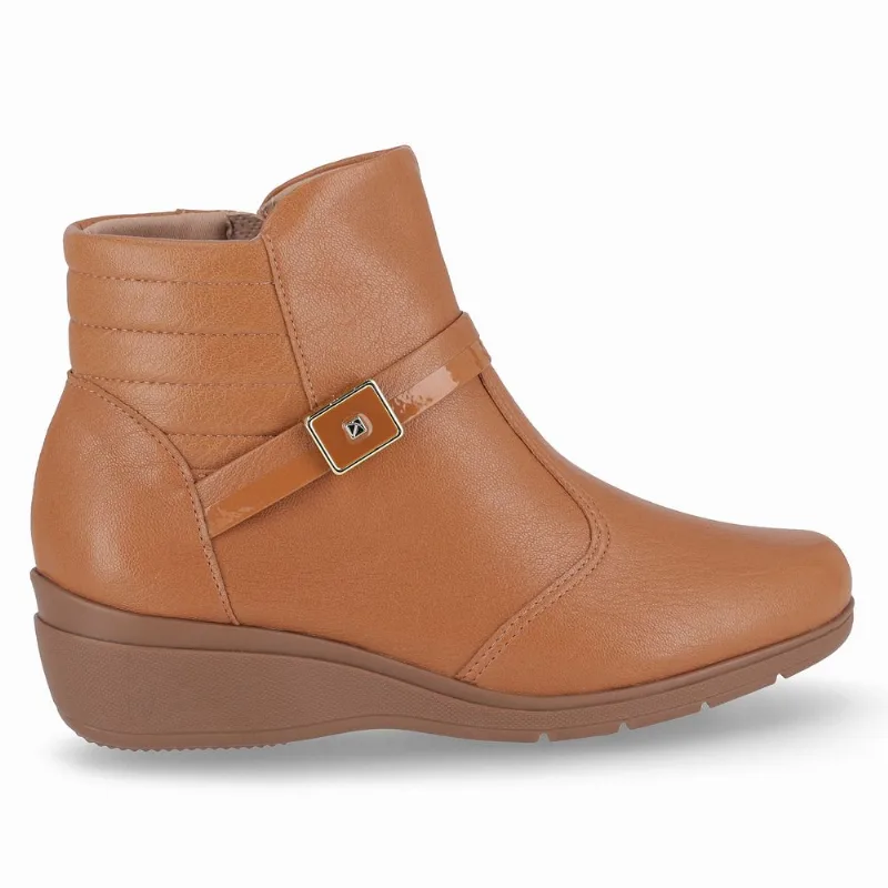 PICCADILLY MAXI - Bota Beth Cano Curto Anabela Médio Mascavo 33