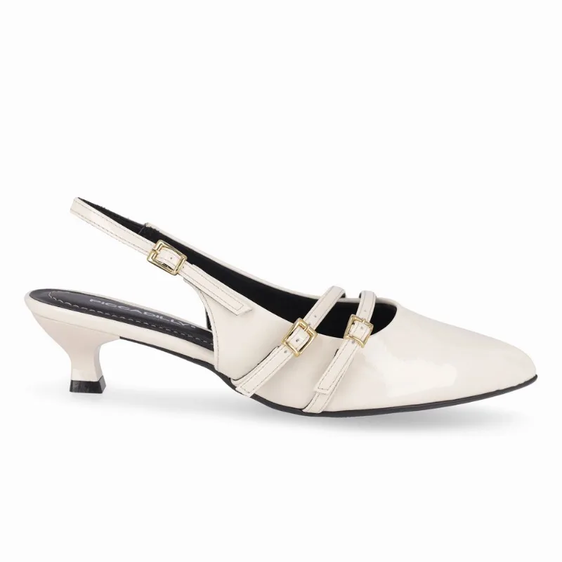 Slingback Alessandra Salto Médio Off White 40