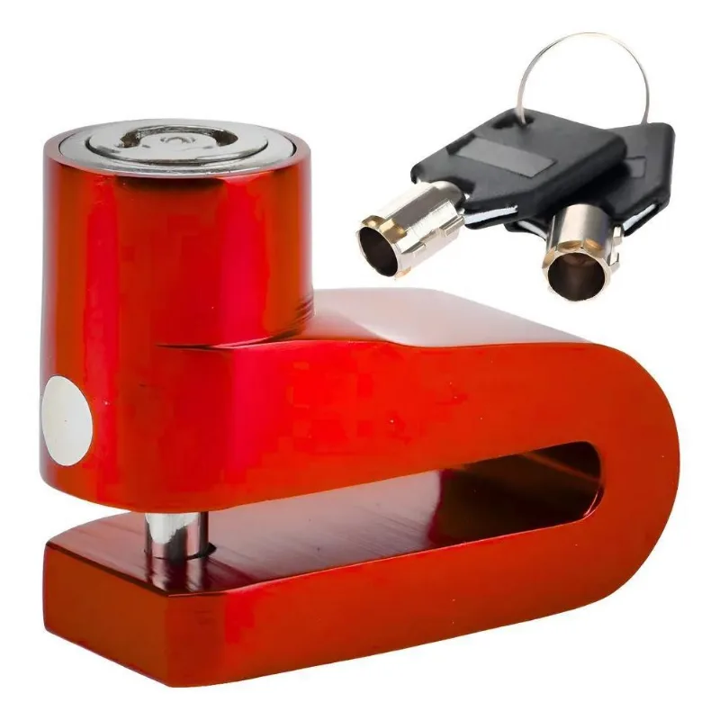 Trava Tranca Moto Cadeado De Disco Universal An Vermelho