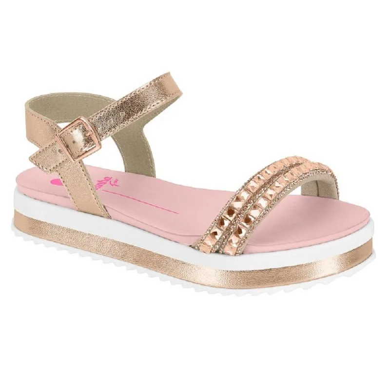 Sandalia Molekinha Metal Ref 2305.1566.29201 Ouro Rosado/creme 027